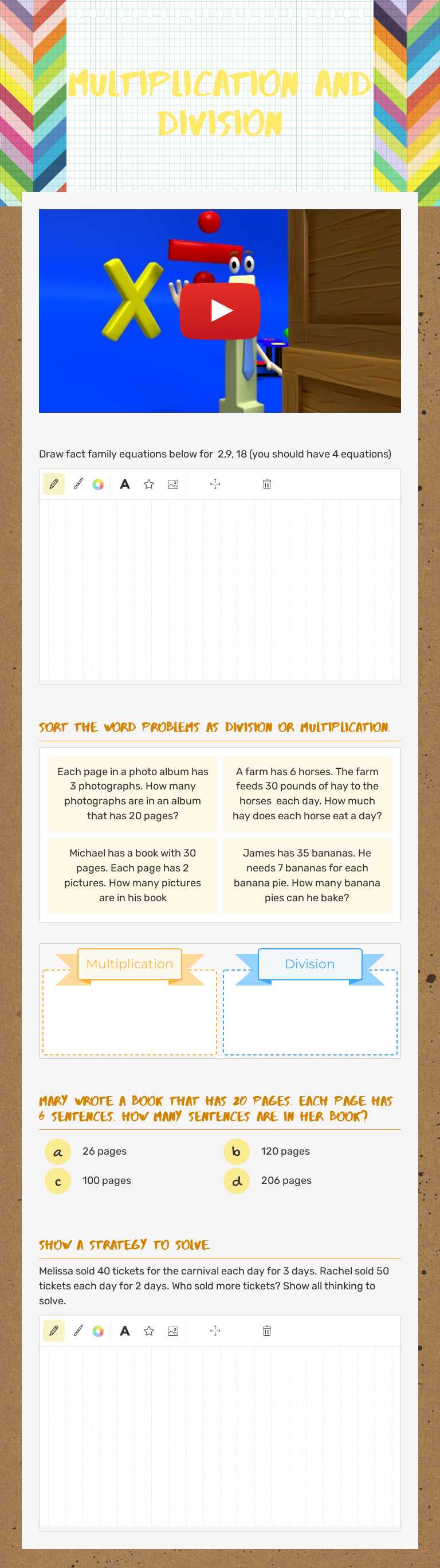 Multiplication and division worksheet preview image