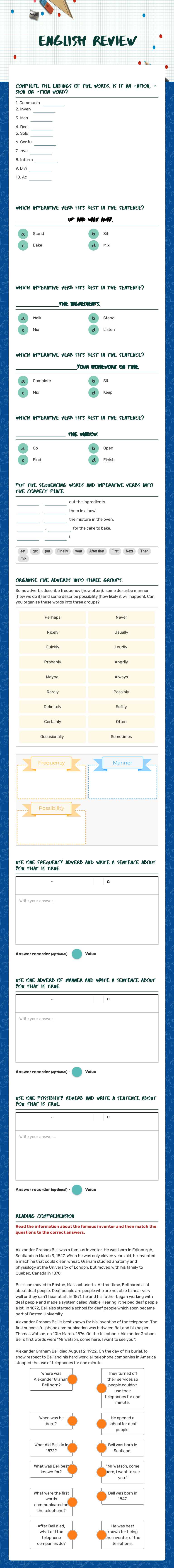 English Review Grade 4 worksheet preview