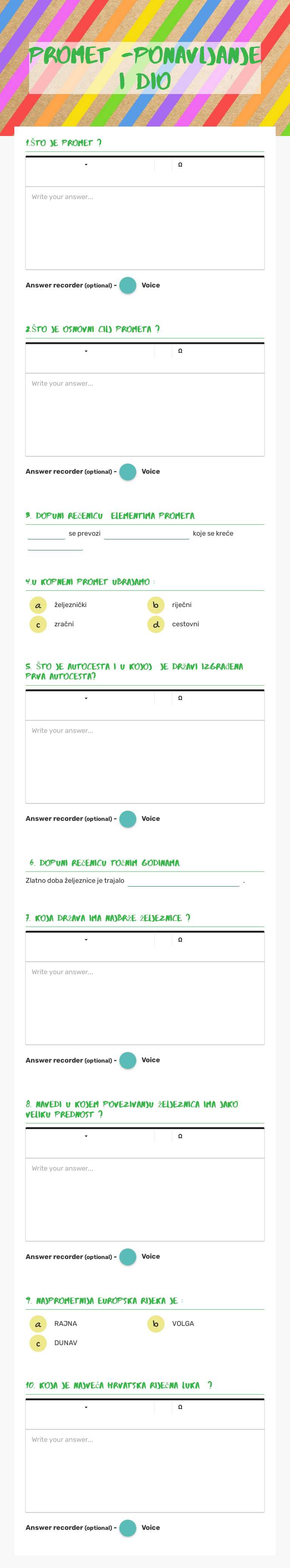 PROMET -PONAVLJANJE I DIO Other worksheet preview