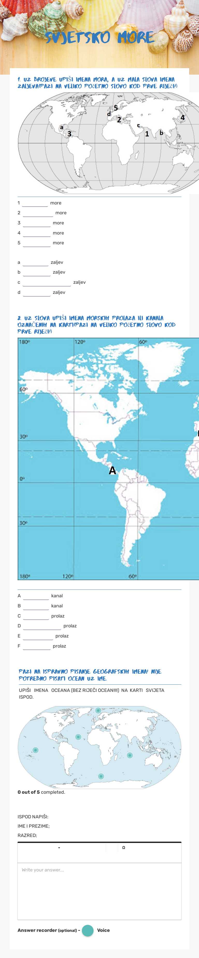 svjetsko more worksheet preview image