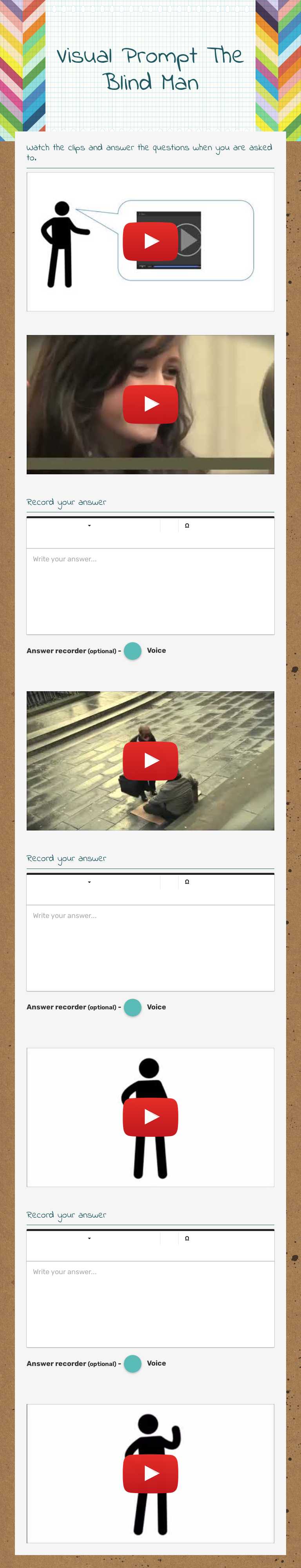 Visual Prompt The Blind Man worksheet preview image