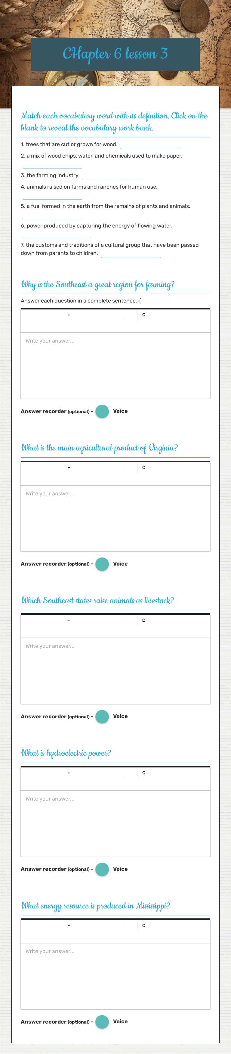 CHapter 6 lesson 3 worksheet preview image