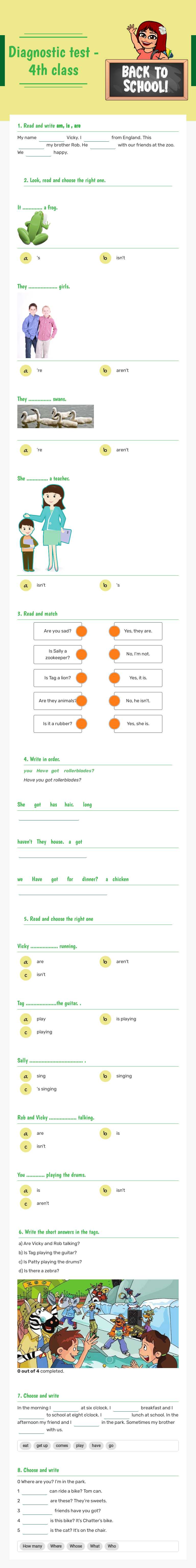 Diagnostic test - 
4th class worksheet preview image