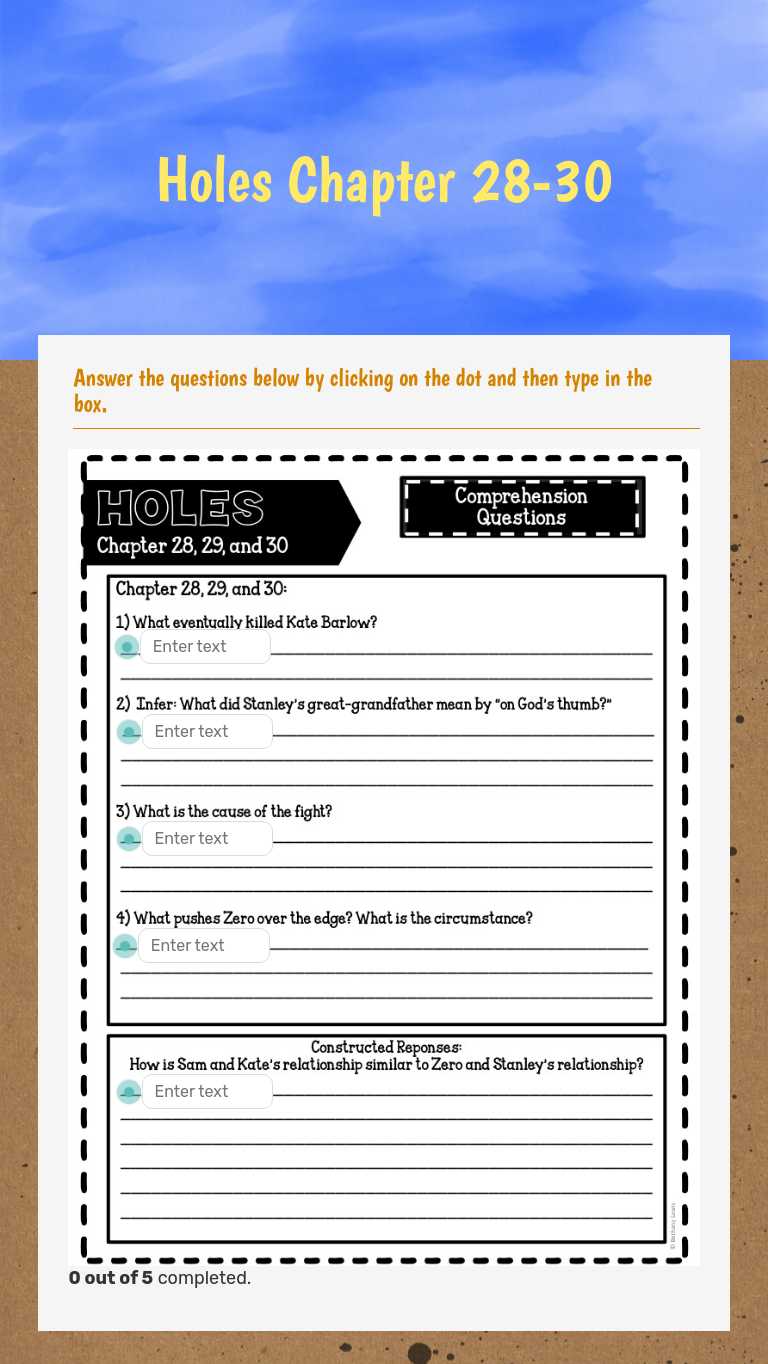 Holes Chapter 28-30 worksheet preview