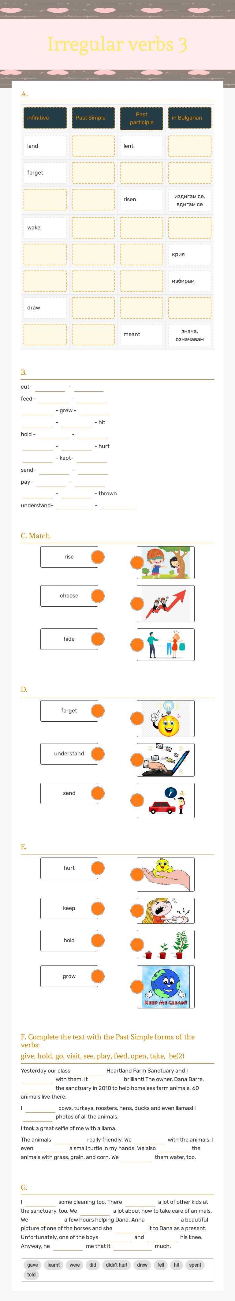 Irregular verbs 3 Grade 5 worksheet preview