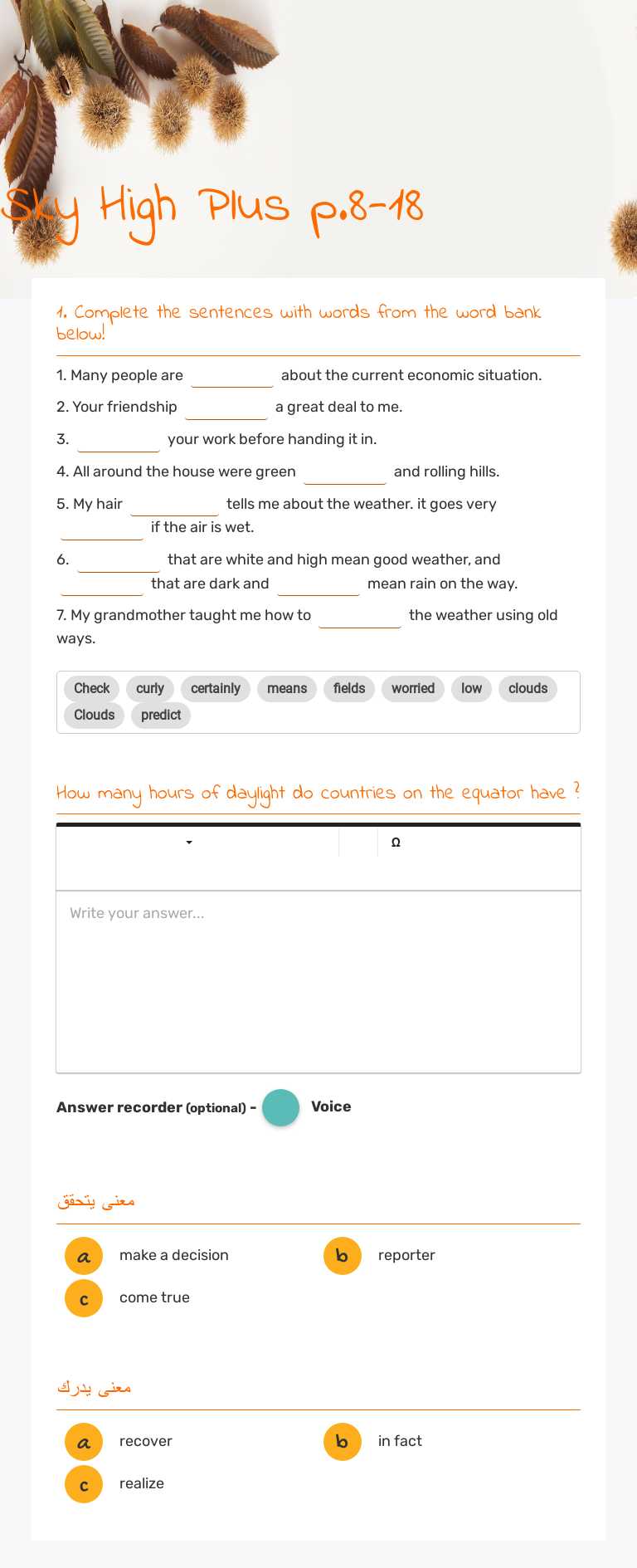 Sky High Plus p.8-18 Grade 7 worksheet preview