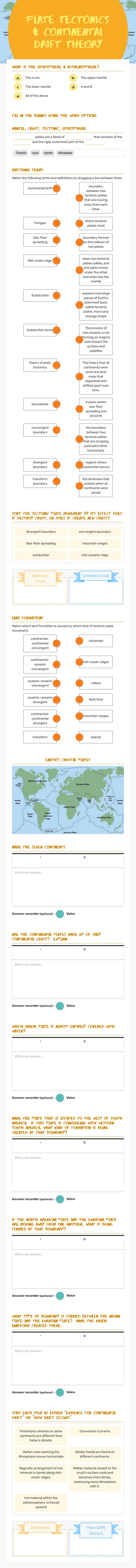 Plate Tectonics
& Continental Drift Theory worksheet preview image