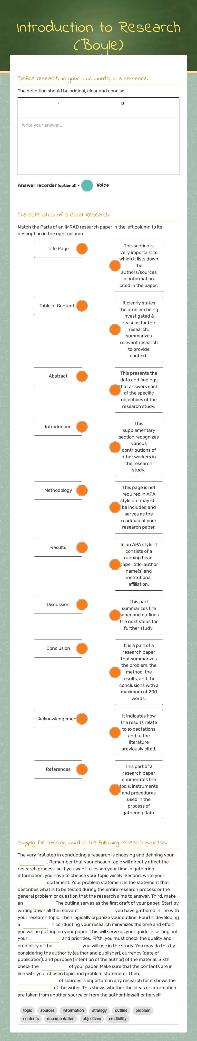 Introduction to Research (Boyle) worksheet preview image