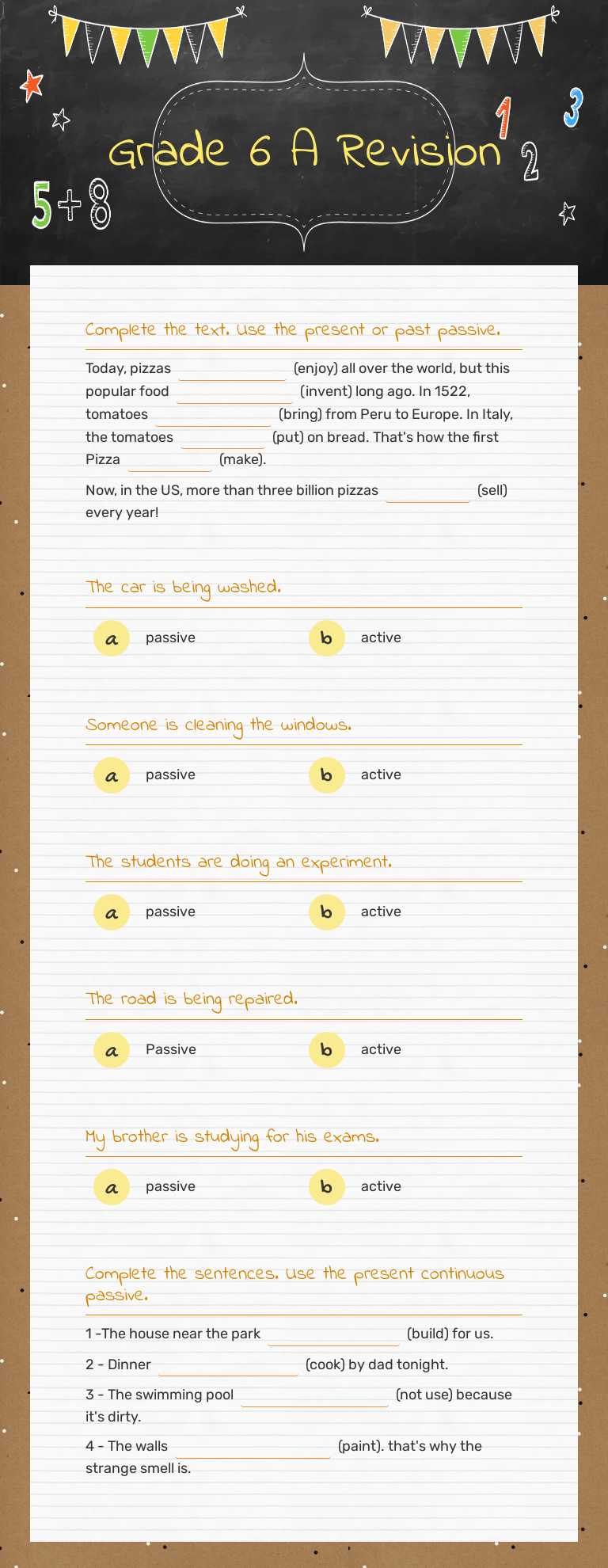 Grade 6 A Revision worksheet preview image