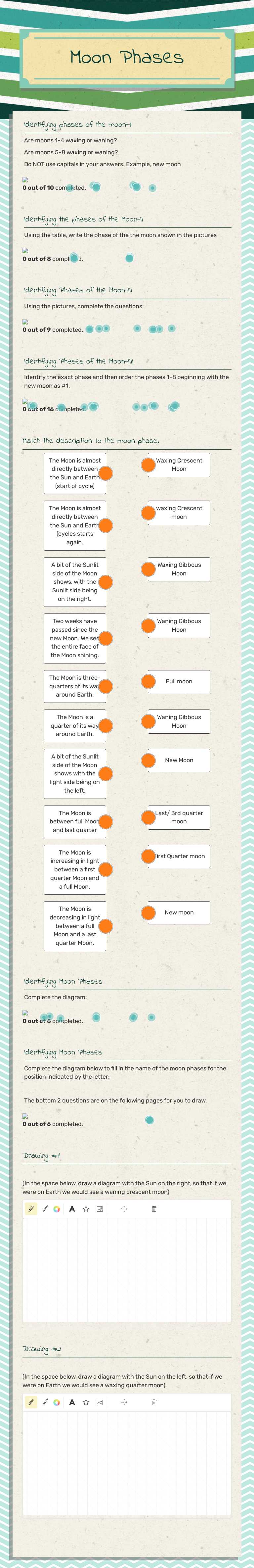 Moon Phases worksheet preview image