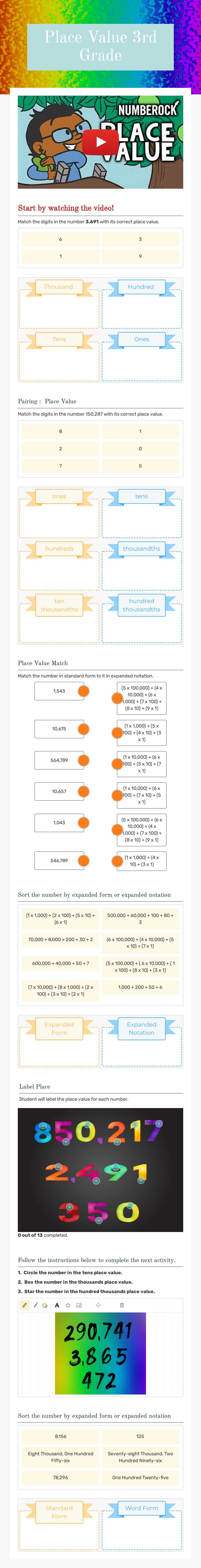 Place Value      3rd Grade Grade 3 worksheet preview