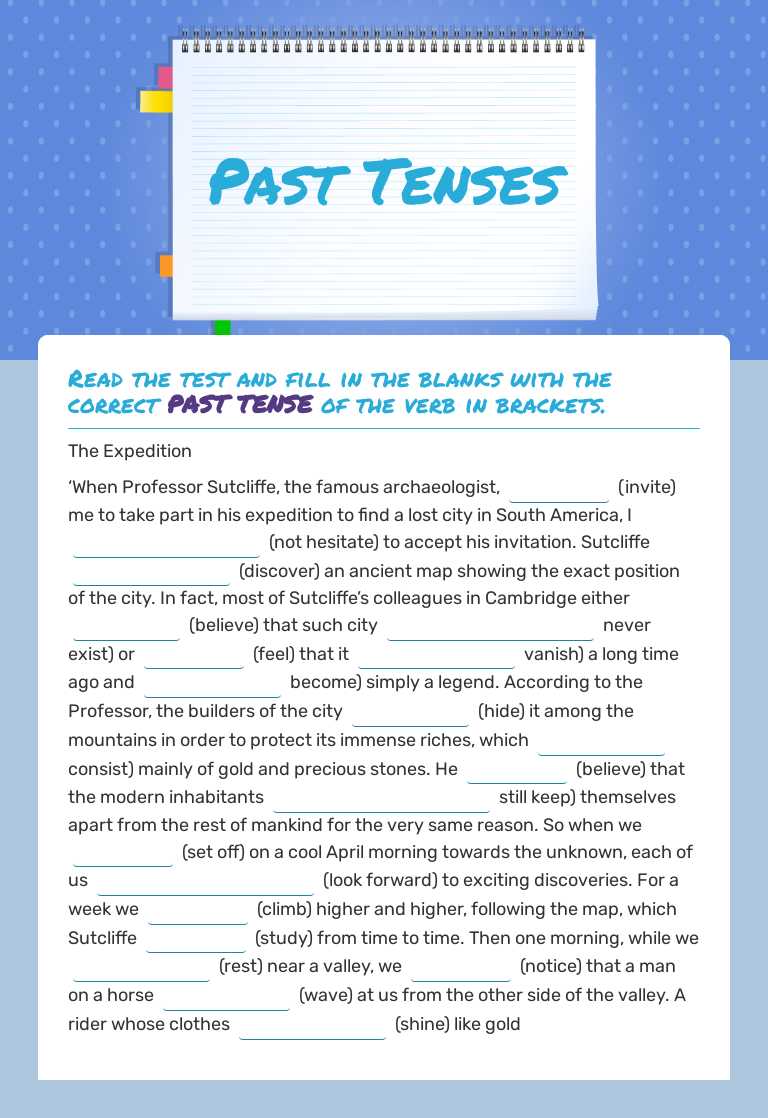 Past Tenses Grade 7 worksheet preview