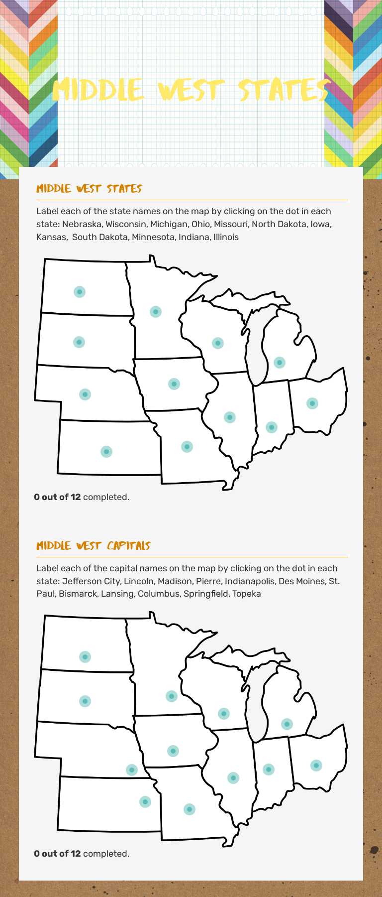 Middle West States worksheet preview image