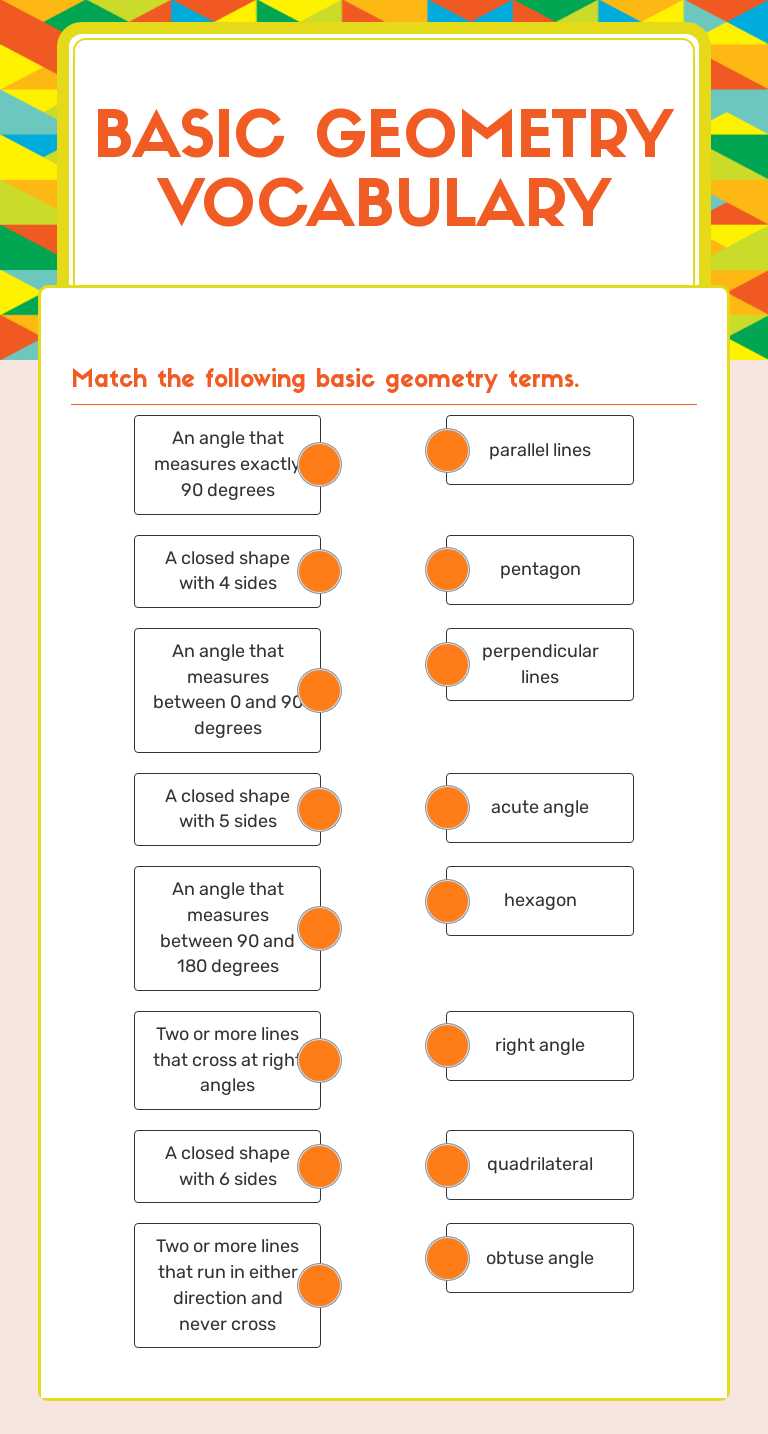 Basic Geometry vocabulary worksheet preview image