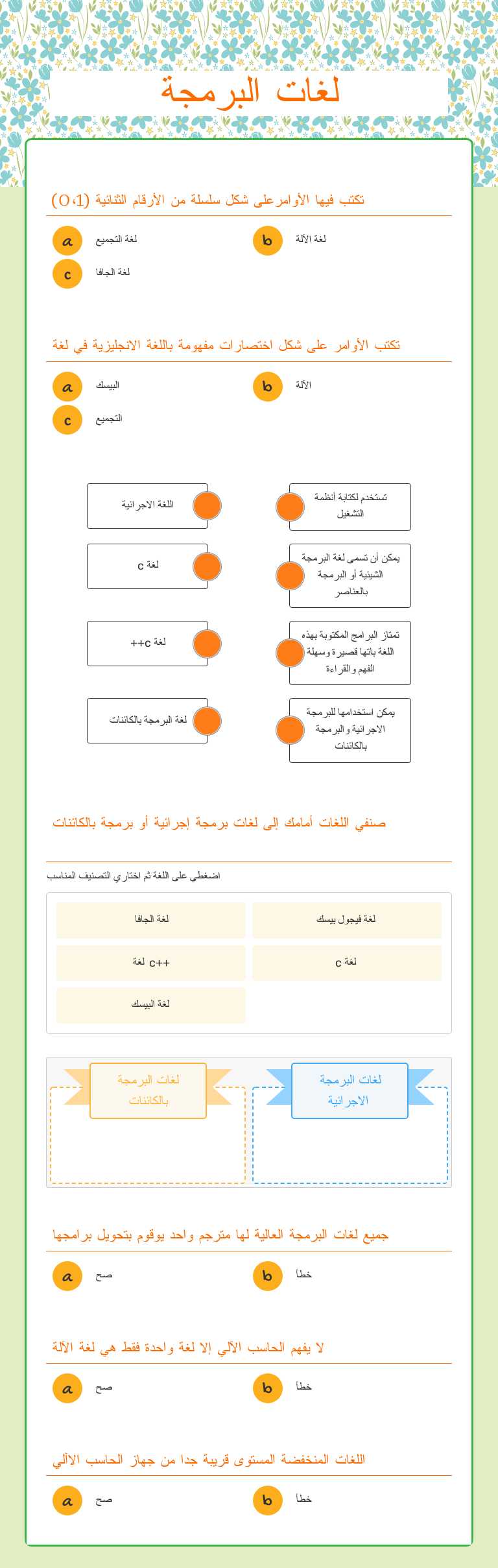 لغات البرمجة worksheet preview image