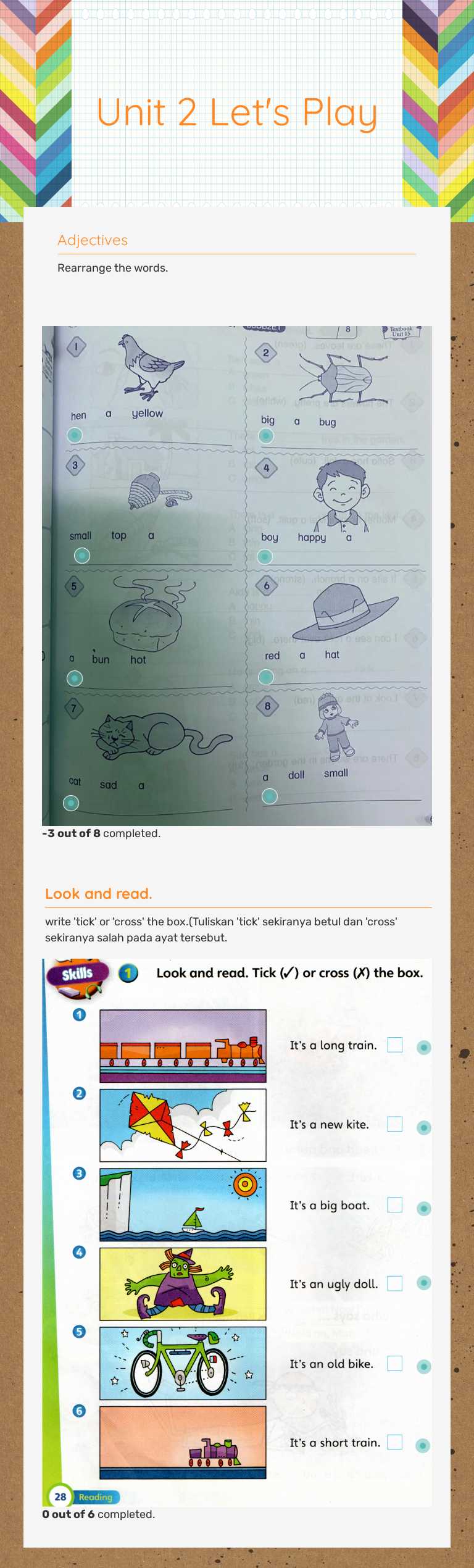 Unit 2 Let's Play worksheet preview image