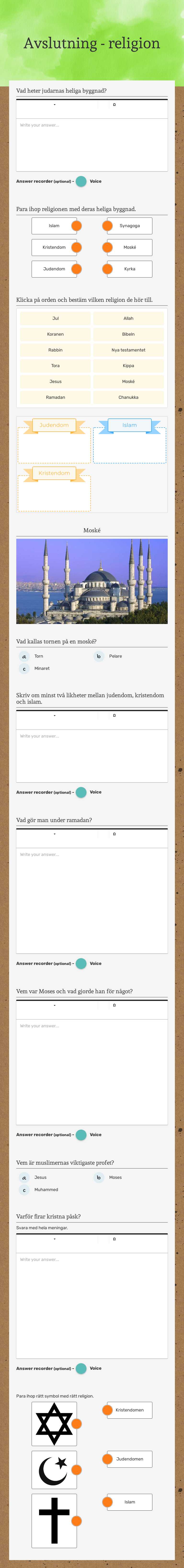 Avslutning - religion Grade 2 worksheet preview