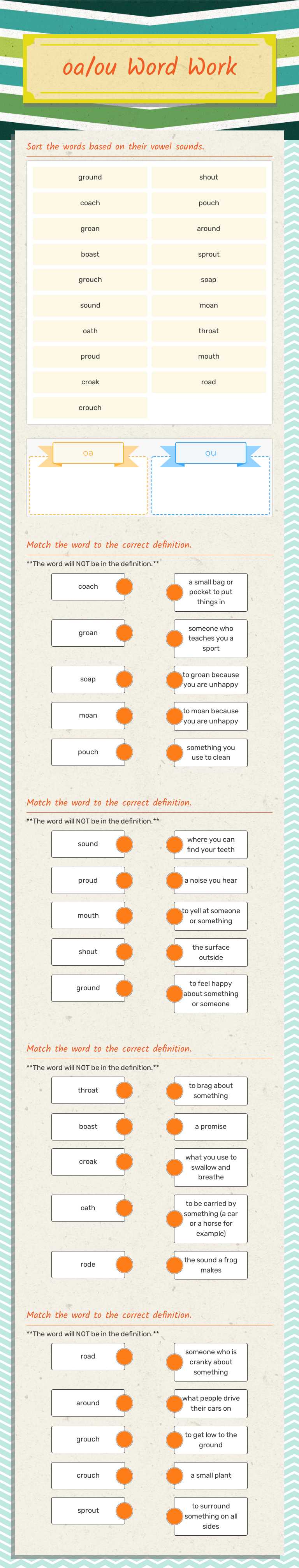 oa/ou
Word Work Grade 3 worksheet preview