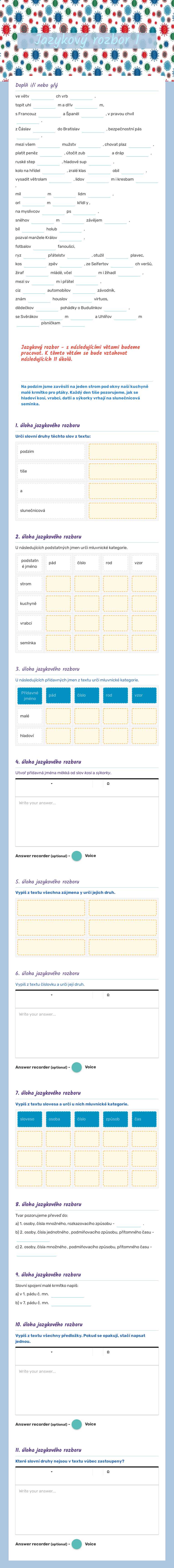 Jazykový rozbor 1 worksheet preview image