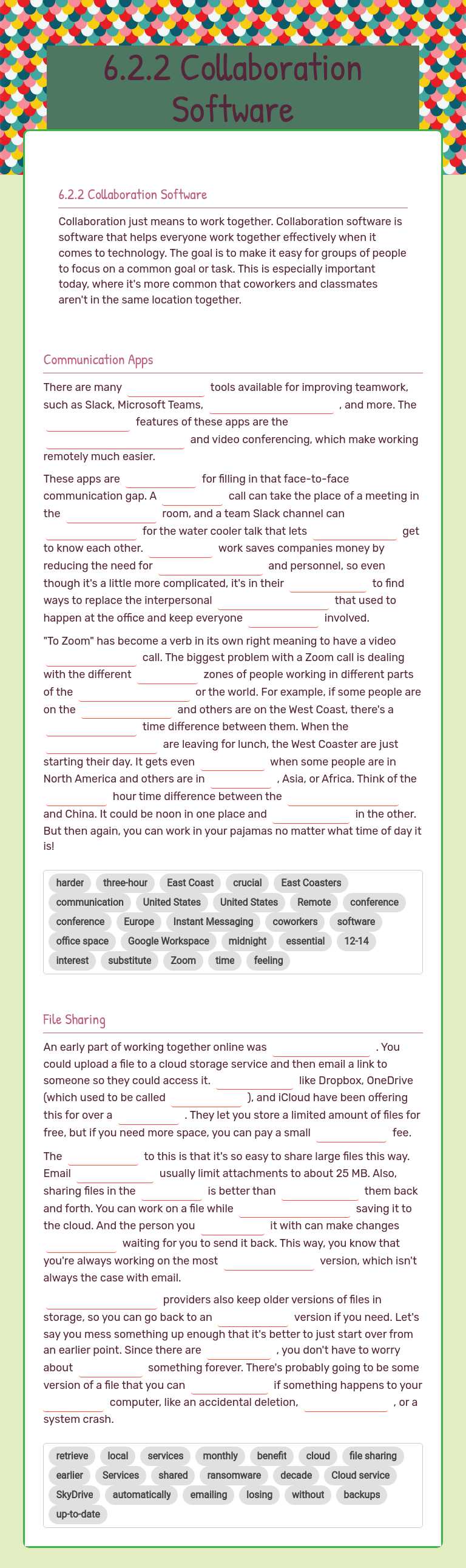 6.2.2 Collaboration Software worksheet preview image