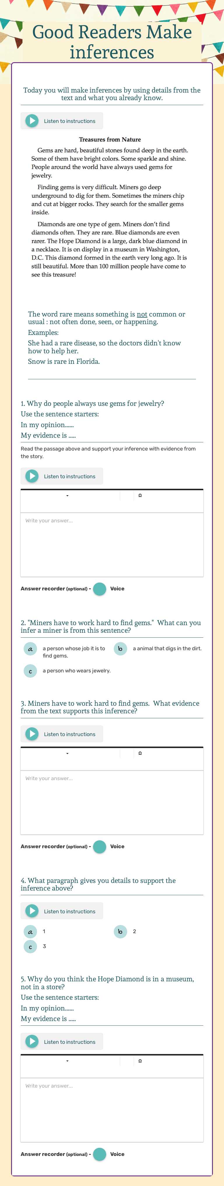 Good Readers Make inferences worksheet preview image