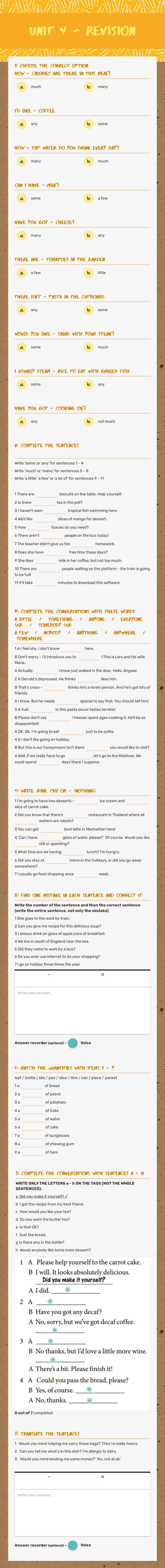 Unit 4 - revision worksheet preview image