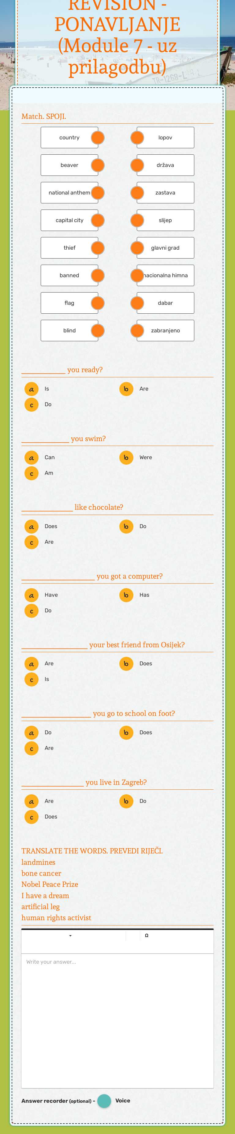 REVISION - PONAVLJANJE (Module 7 - uz prilagodbu) worksheet preview image