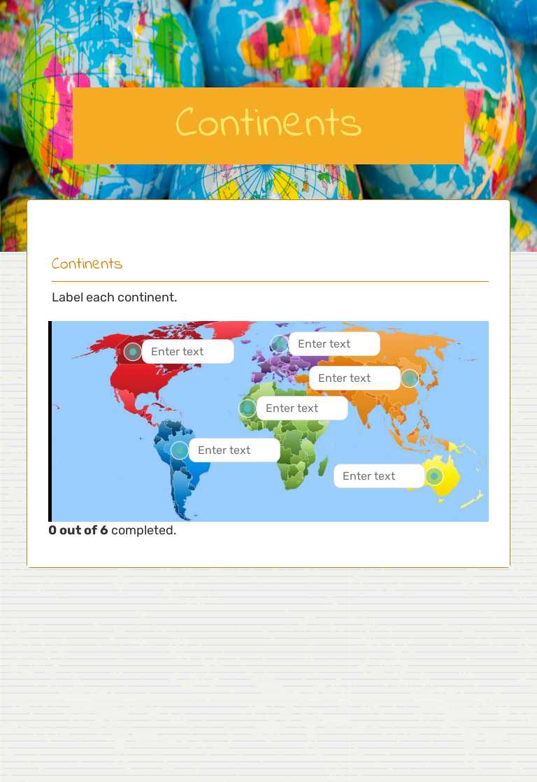Continents worksheet preview