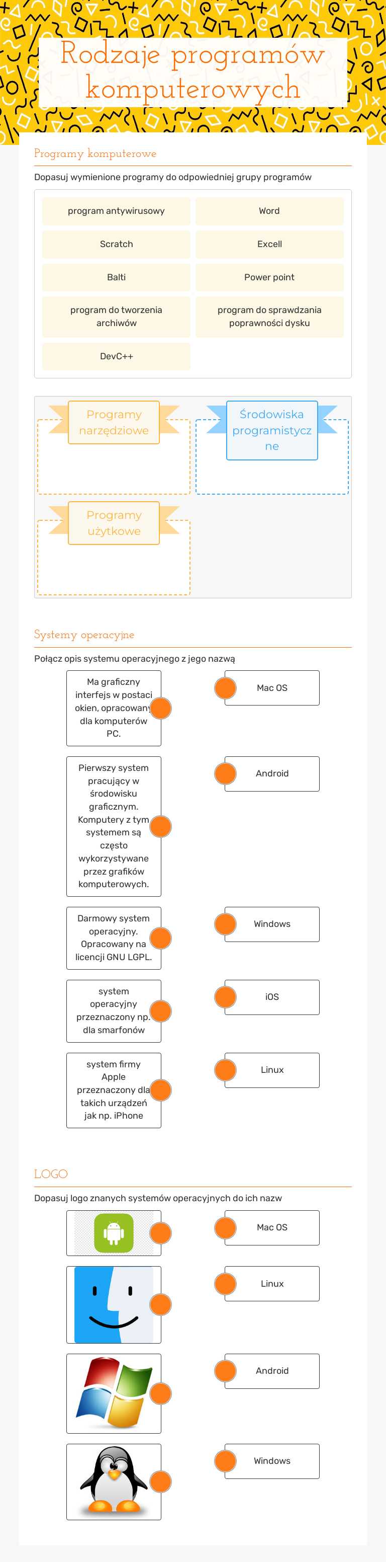 Rodzaje programów komputerowych Other worksheet preview