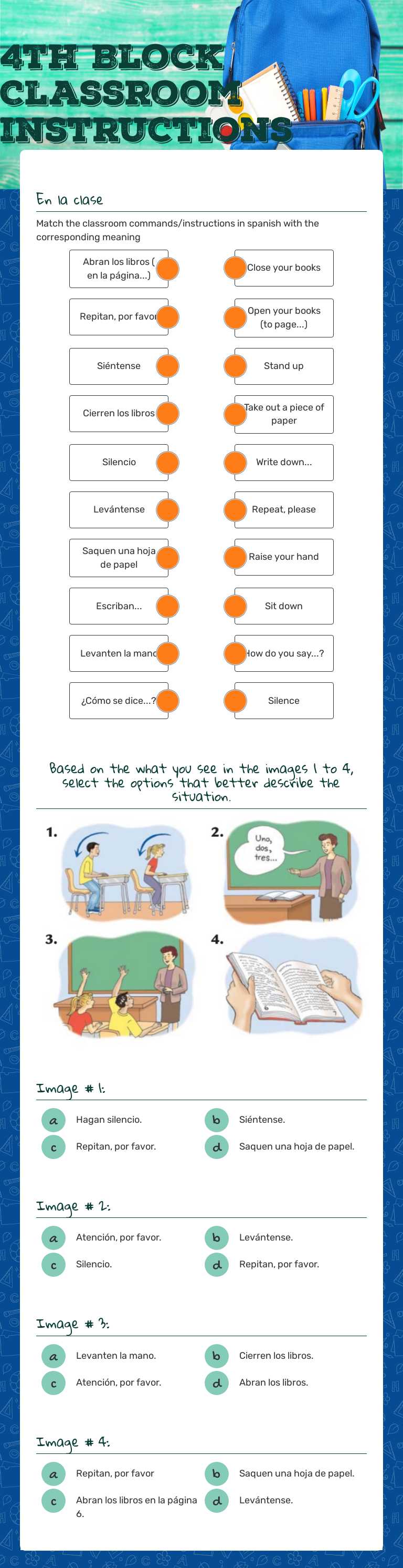 4th Block Classroom instructions Grade 10 worksheet preview