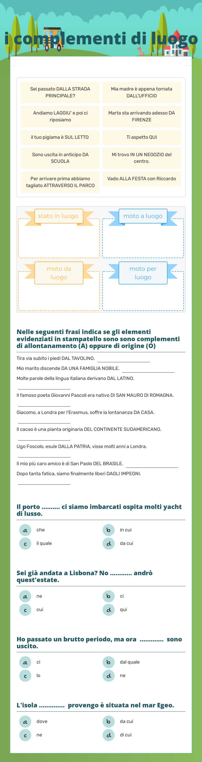 i complementi di luogo Grade 2 worksheet preview