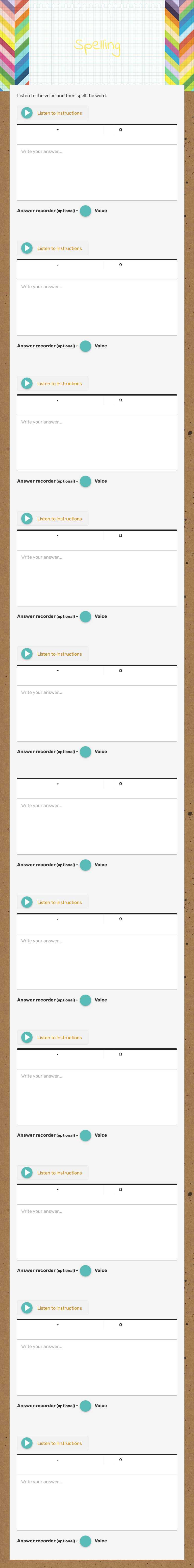 Spelling worksheet preview
