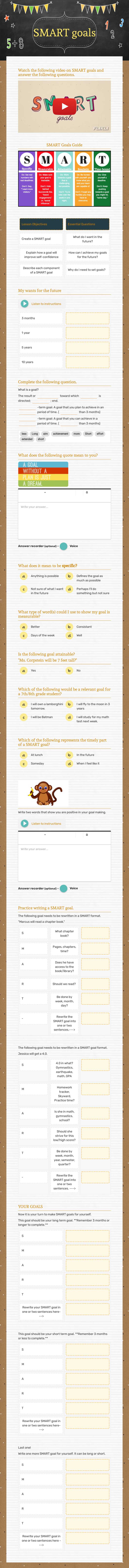 SMART goals worksheet preview image