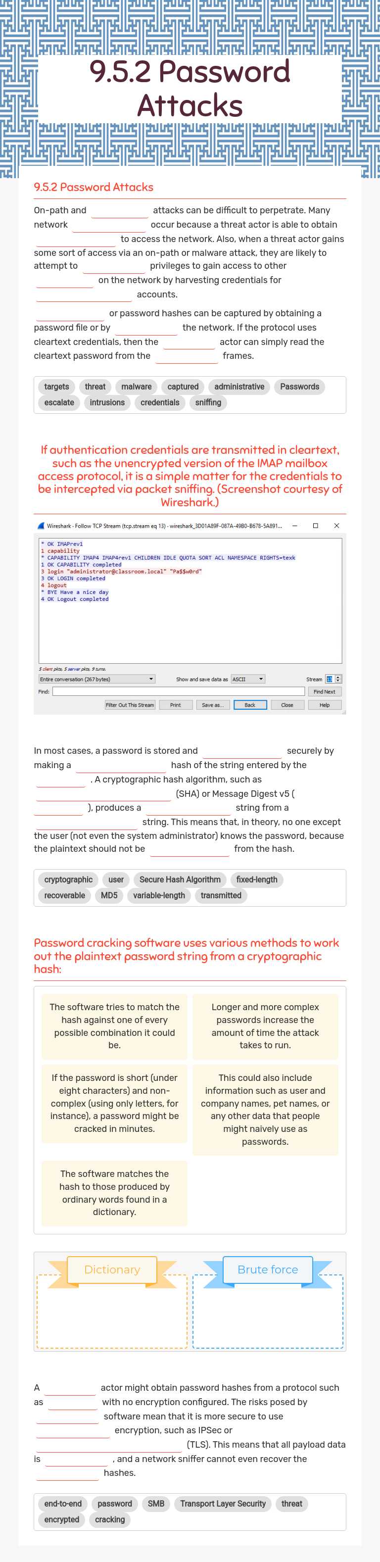 9.5.2 Password Attacks worksheet preview image