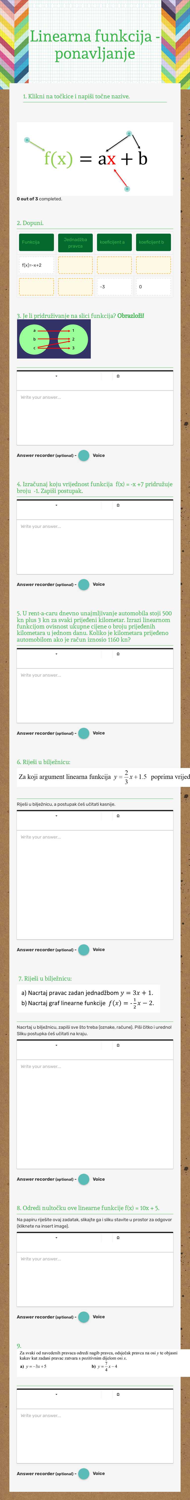 Linearna funkcija
-ponavljanje worksheet preview image