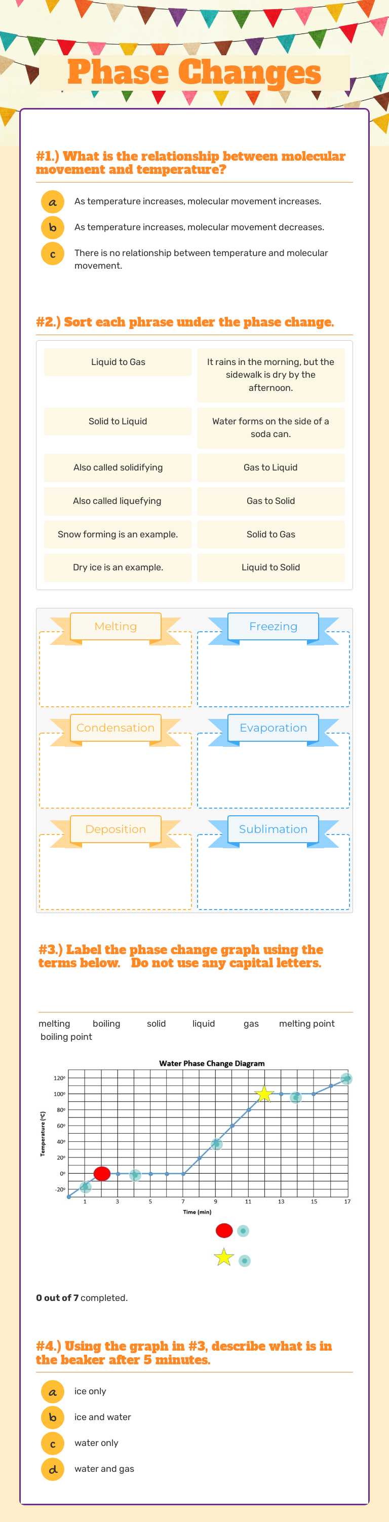 Phase Changes worksheet preview image