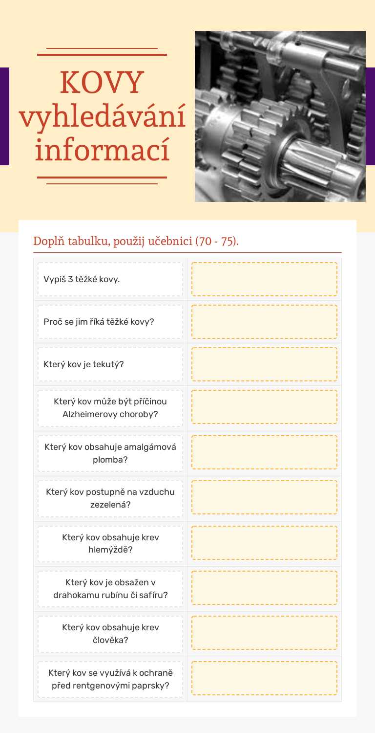 KOVY
vyhledávání informací worksheet preview image