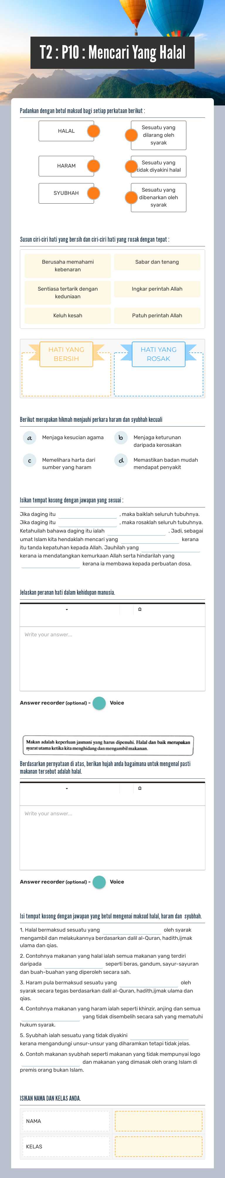 T2 : P10 : Mencari Yang Halal worksheet preview image