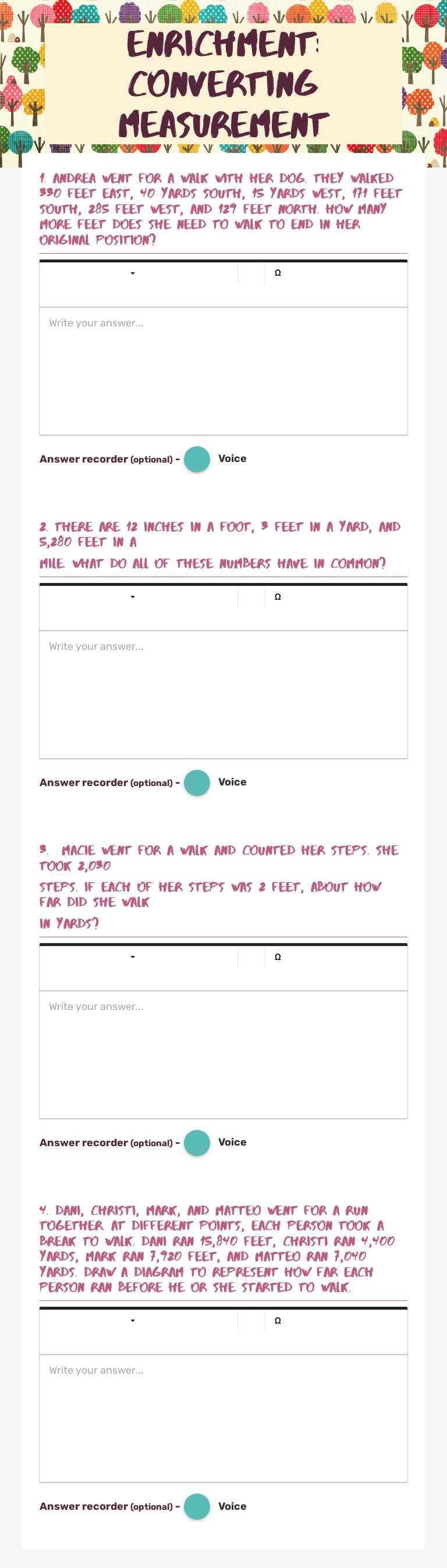 Enrichment: Converting Measurement worksheet preview image