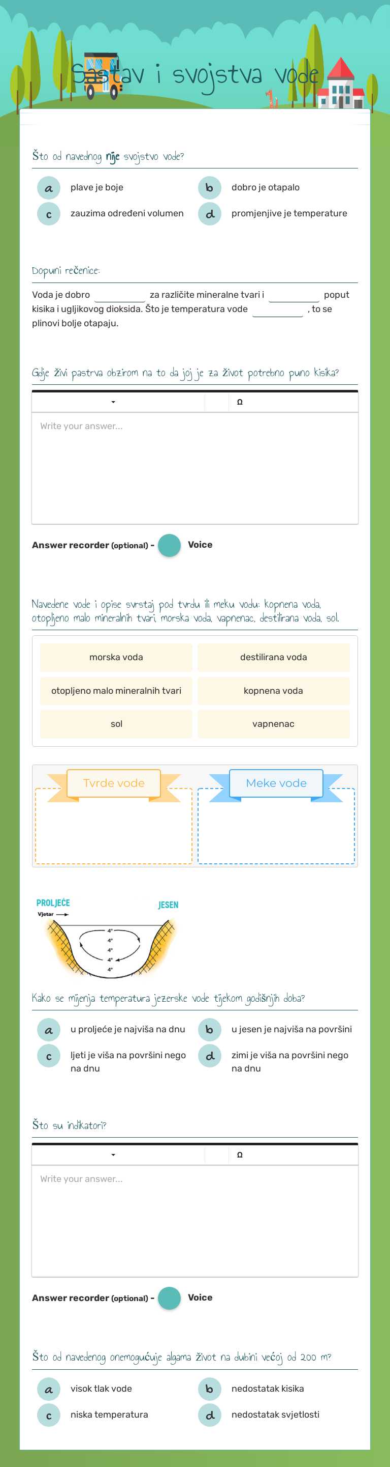 Sastav i svojstva vode worksheet preview image