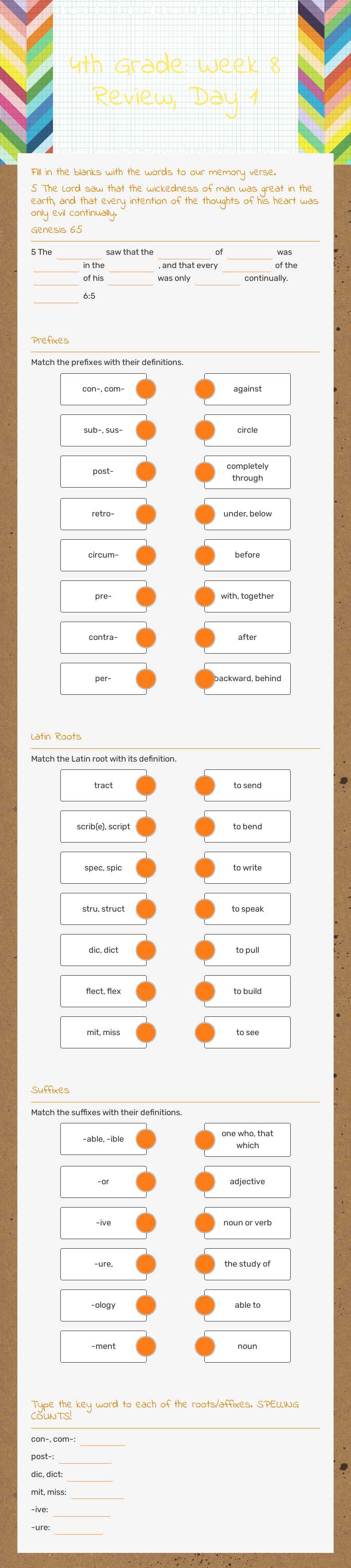 4th Grade: Week 8 Review, Day 1 worksheet preview image