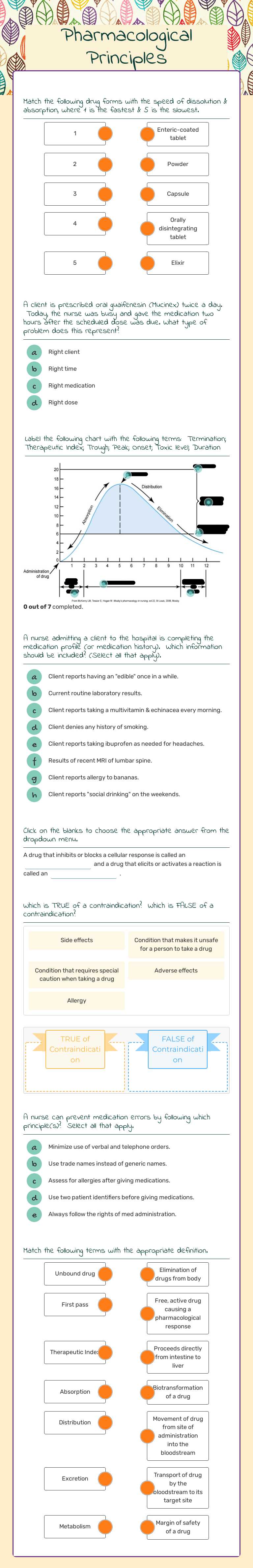 Pharmacological Principles worksheet preview