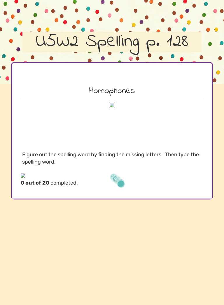 U5W2 Spelling p. 128 Grade 5 worksheet preview
