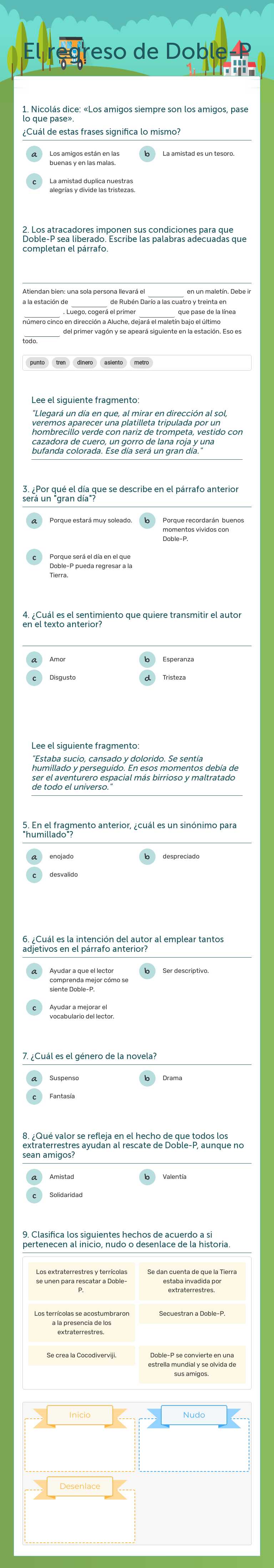 El regreso de Doble-P worksheet preview
