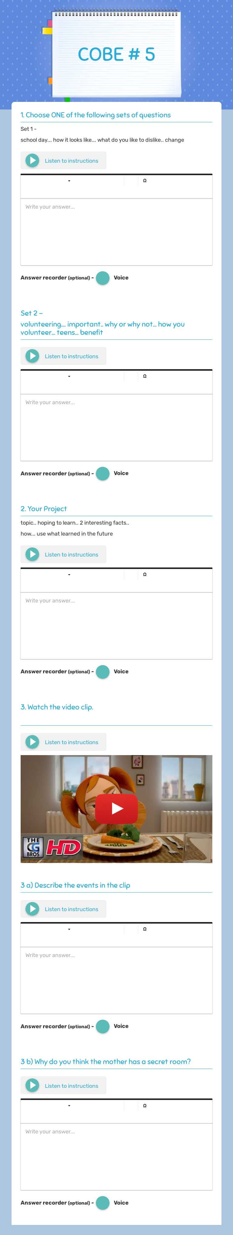 COBE # 5 Grade 11 worksheet preview