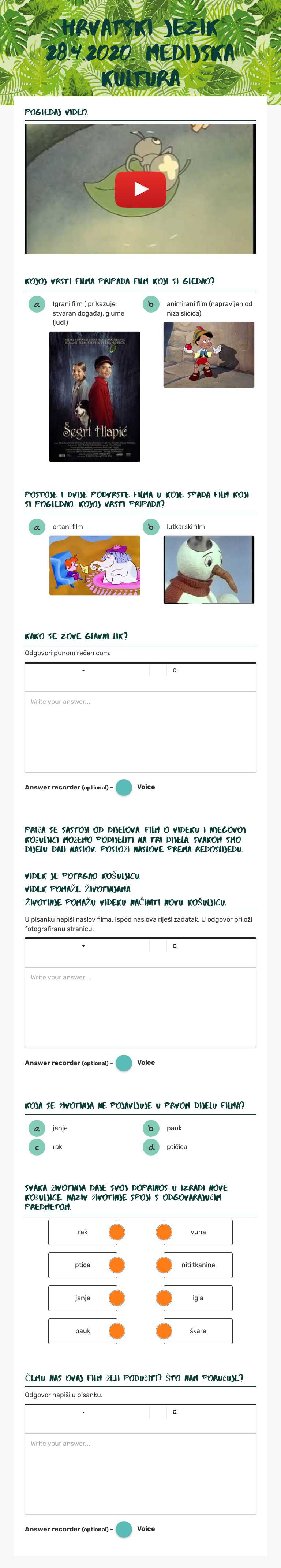 HRVATSKI JEZIK 28.4.2020. MEDIJSKA KULTURA worksheet preview image