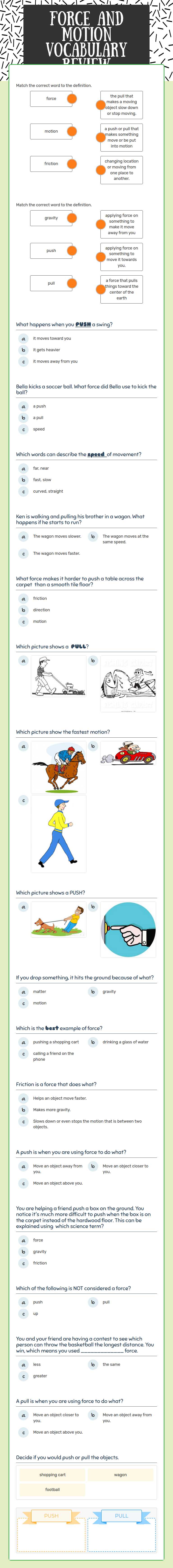 Force and motion Vocabulary Review worksheet preview image