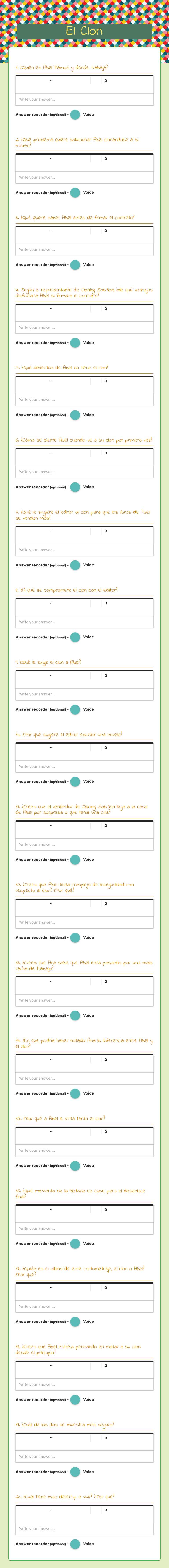 El Clon worksheet preview image
