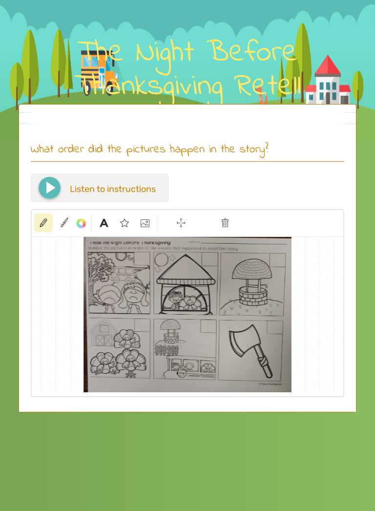 The Night Before Thanksgiving Retell worksheet preview image