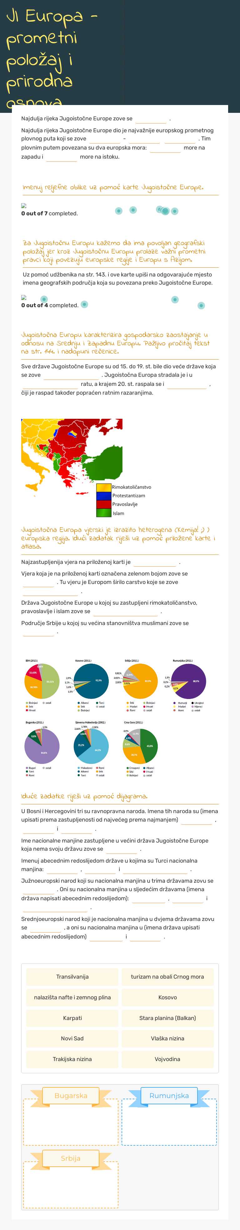 JI Europa - prometni položaj i prirodna osnova worksheet preview image